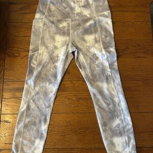 RBX Women’s  Silver Metallic Tie-Dye Leggings